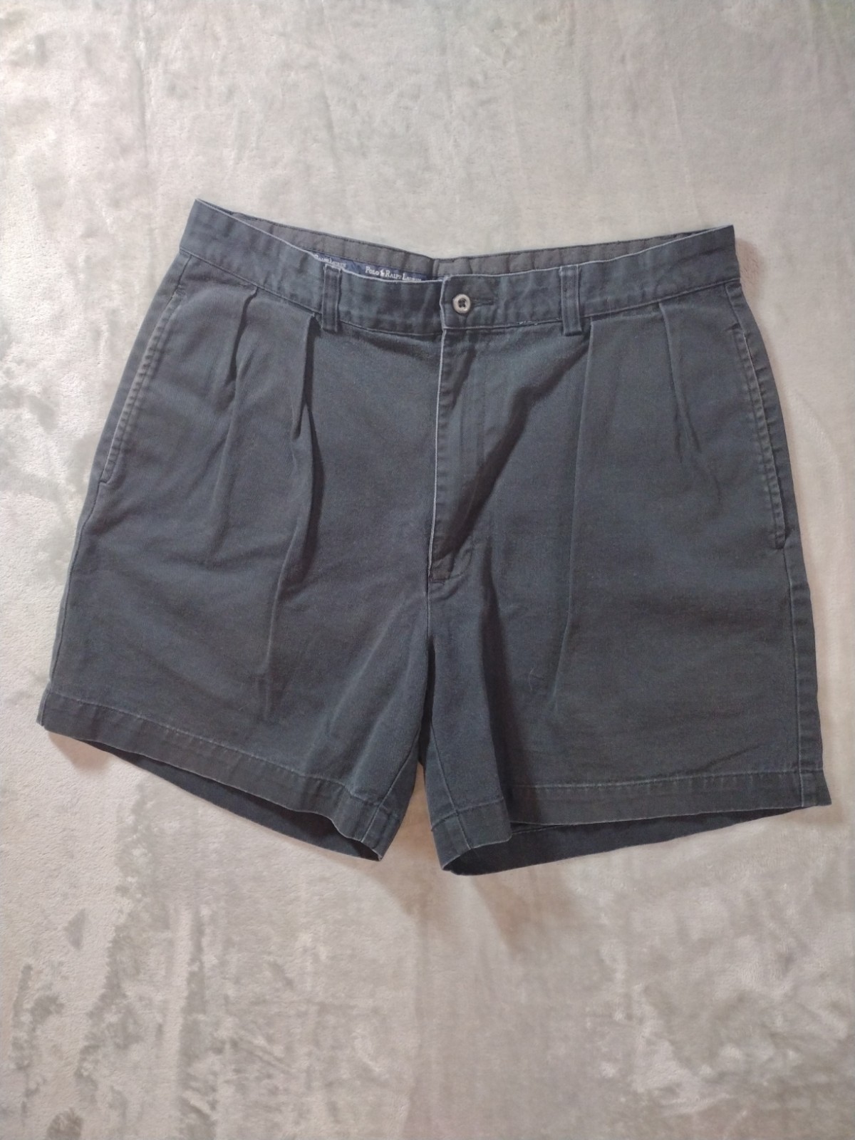 Vtg Polo Ralph Lauren Andrew Chino Shorts Mens 33 Black Pleaded Preppy 