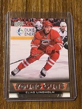 2013-14 Upper Deck #469 Elias Lindholm RC Young Guns Rookie Carolina Hurricanes
