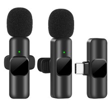 Wireless Microphone Mini Lavalier Portable Audio Video Recording IOS and Type C