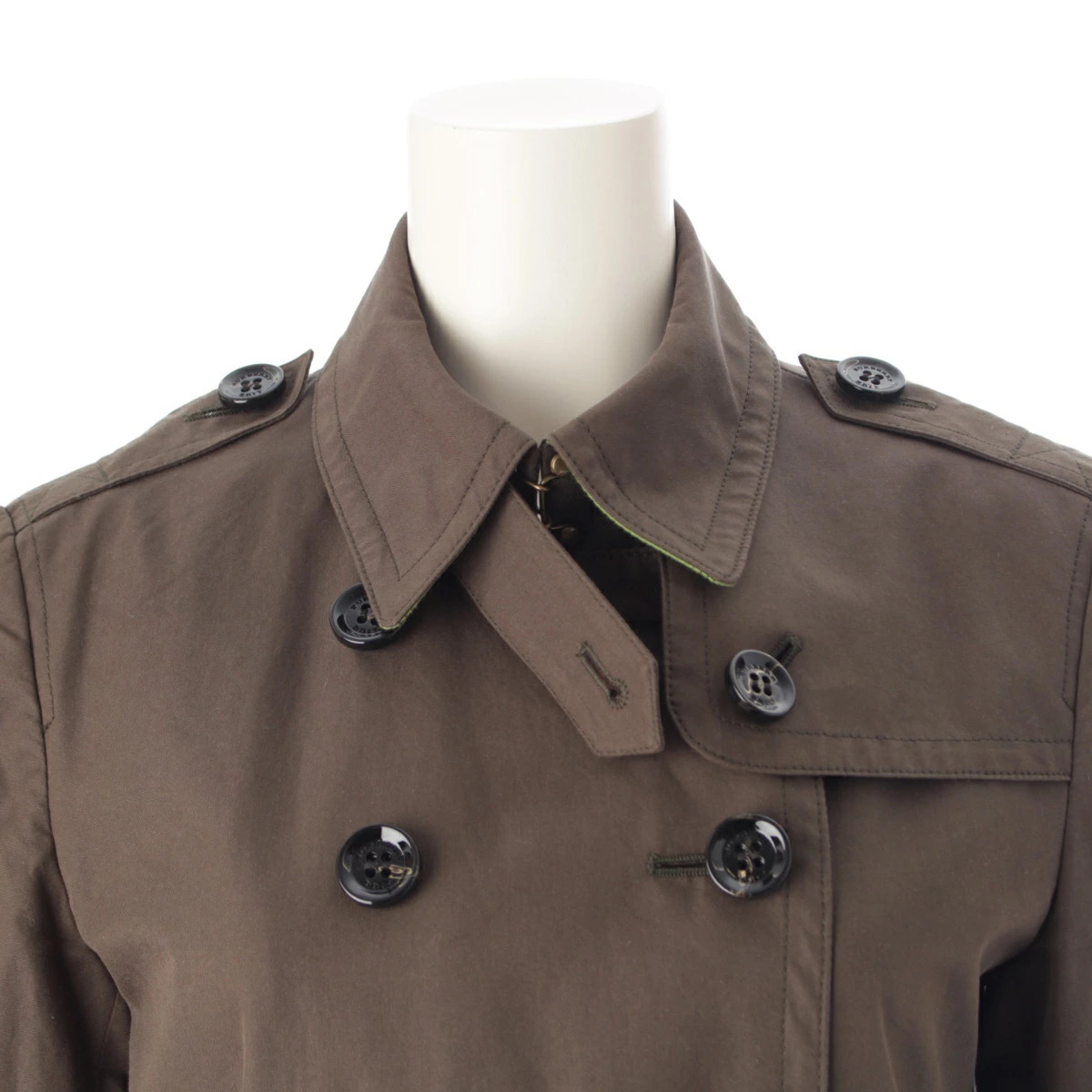 BURBERRY Cotton Bullitt Belted Trench Coat Jacket Outer Olive Khaki Green 38 [Us thumbnail 5