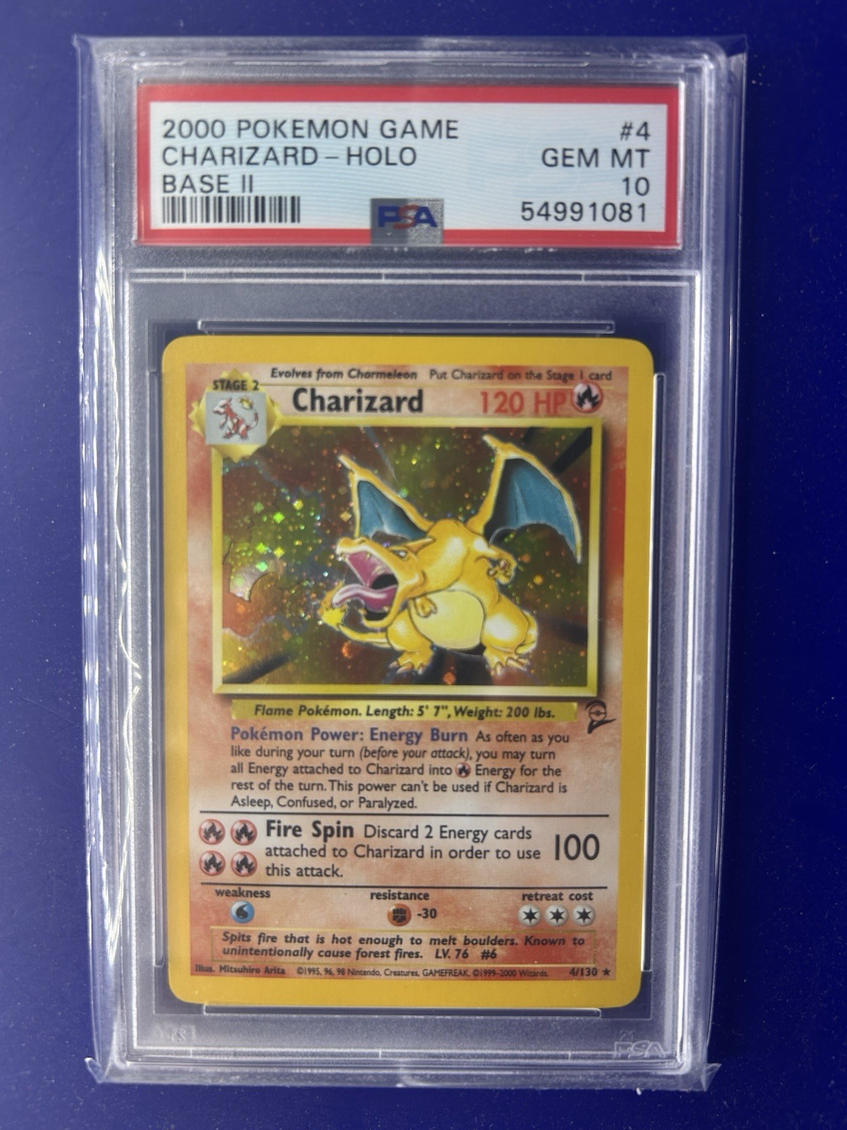 PSA 10 2000 Pokemon CHARIZARD 4/130 Holo Base Set 2 POP 70 SWIRL!!