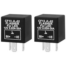 2 Pcs LED Flasher Relay, 12V 0.02A-20A 3 Pin, to Fix LED Light Turn Signal Hyper