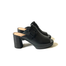 Donald J. Pliner Gramercy Slides Mules Womens 6 Black Leather Open Toe Slip On
