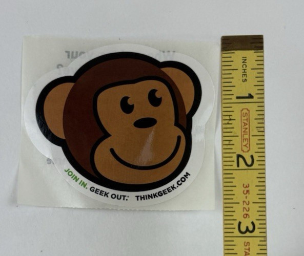 RARE Think Geek Company Timmy the Monkey Mascot Sticker - ThinkGeek Merchandise