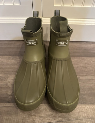 HISEA Women s Waterproof GreenDuck Chelsea Ankle Rain Boots Pull-On US 11