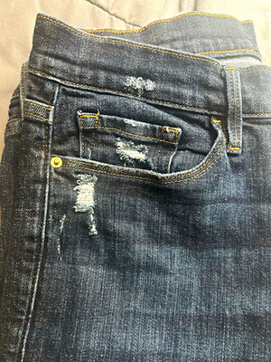 FRAME Women s Dark Wash Distressed Slim Boyfriend Denim Jeans Size 25 5-Pocket