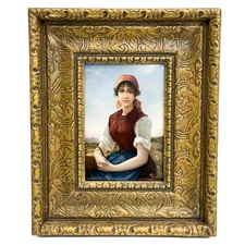 KPM Berlin Hand Painted Porcelain Portrait Plaque Heiderose Framed late 19th cen