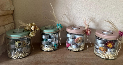 Teelichtglas, Teelichtkerzenständer, Kerzenglas, Geschenkset, 14 Teelichter