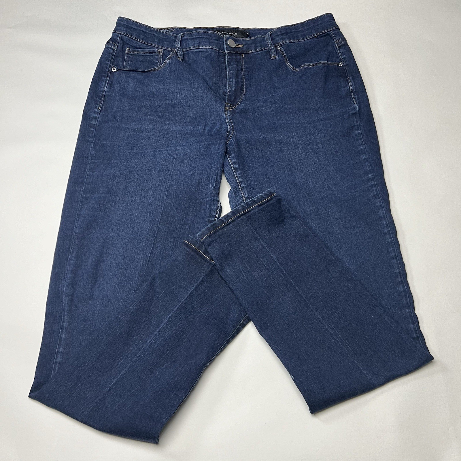 CALVIN KLEIN Jeans Women’s 14 Blue Denim Straight Leg Dark Wash Pants 14x32