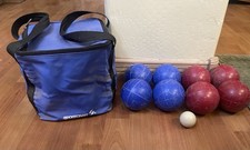 Vintage SportCraft Bocce Ball Set in Tote - Made in Italy 4" Blue and Red Balls