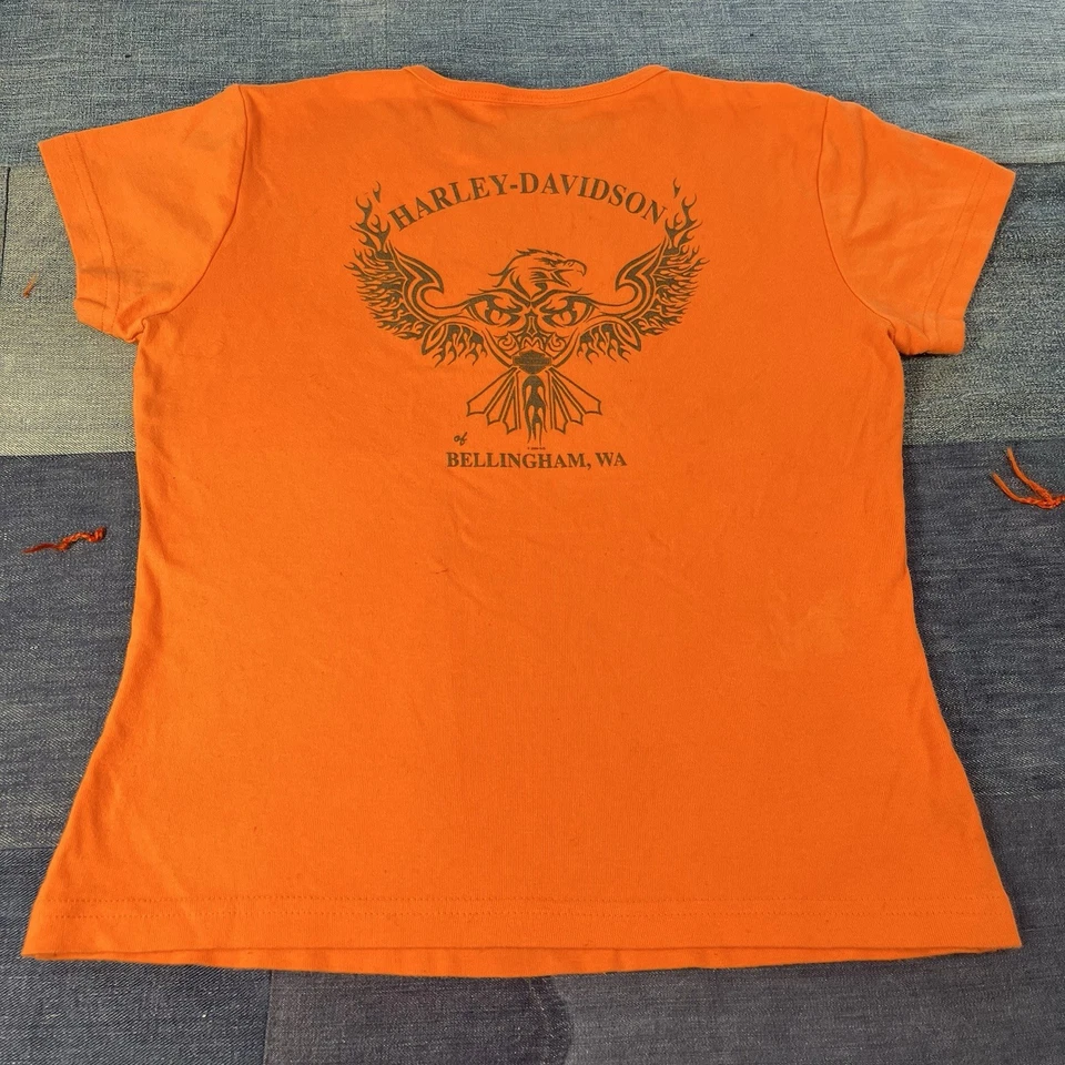 Camiseta Harley Davidson Vintage Y2K Bebé Recortada Pequeña Desteñida Motociclista Grunge Foto 3 de 4