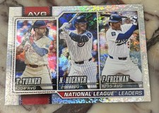 2026 Topps Series 1 NL Leaders T. Turner, N. Hoerner, F. Freeman #151 Holo Foil 