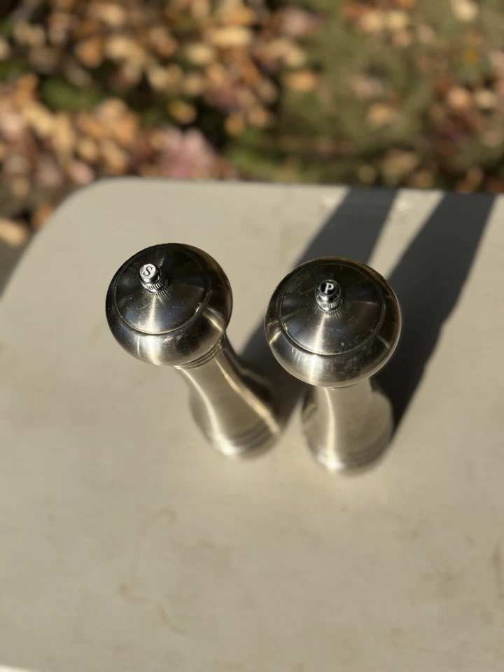 Crate and Barrel Professional Salt & Pepper Mill Set Chrome - Image 2 of 4