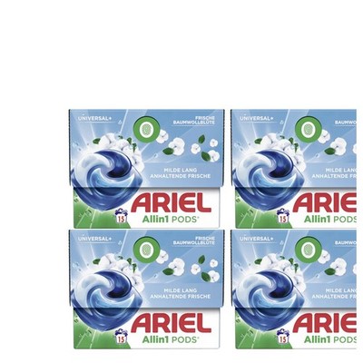 4 x Ariel Universal+ Allin1 Pods Waschpulver | Frische Baumwollblüte 60 WL