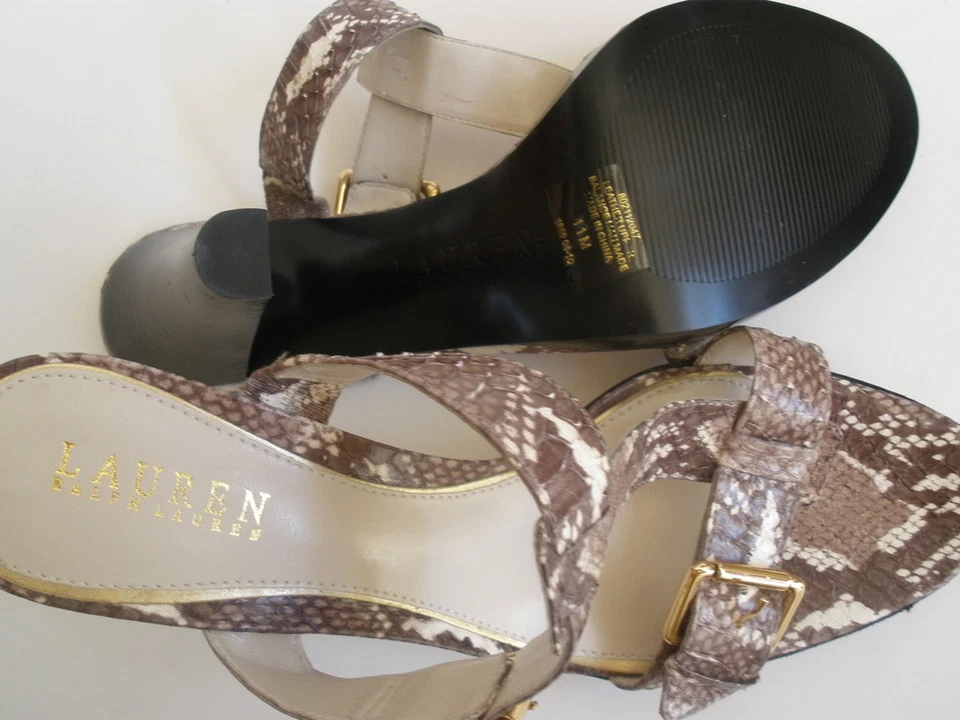SANDÁLIAS LAUREN Couro Cobra EUA 11 EUR 43 NOVA VENDA QUENTE - Imagem 4 de 4
