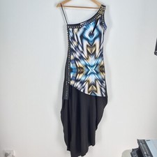 Y london womens dress size S one shoulder hi-low multicolour sleeveless 059007
