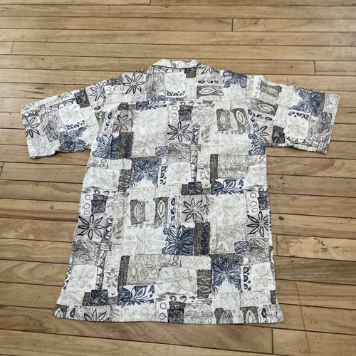 High Sierra Relaxed Linen Shirt Men M Tan Blue Floral Madras Plaid Button Up 42" - Picture 2 of 17