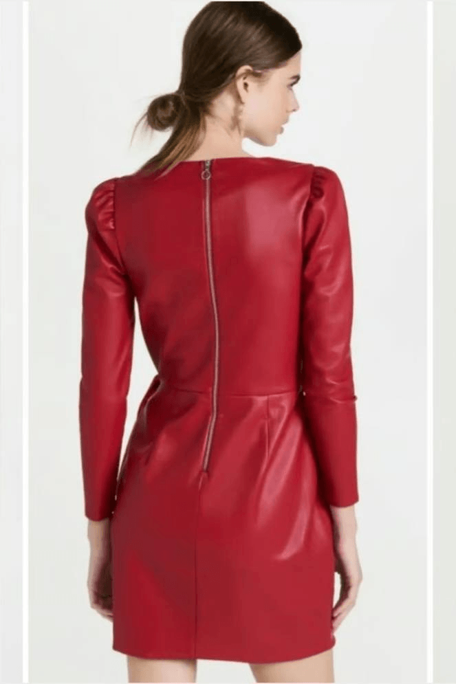 Saylor Francie Red Sweetheart Neckline Mini Dress Faux Leather Long Sleeve  Size | eBay