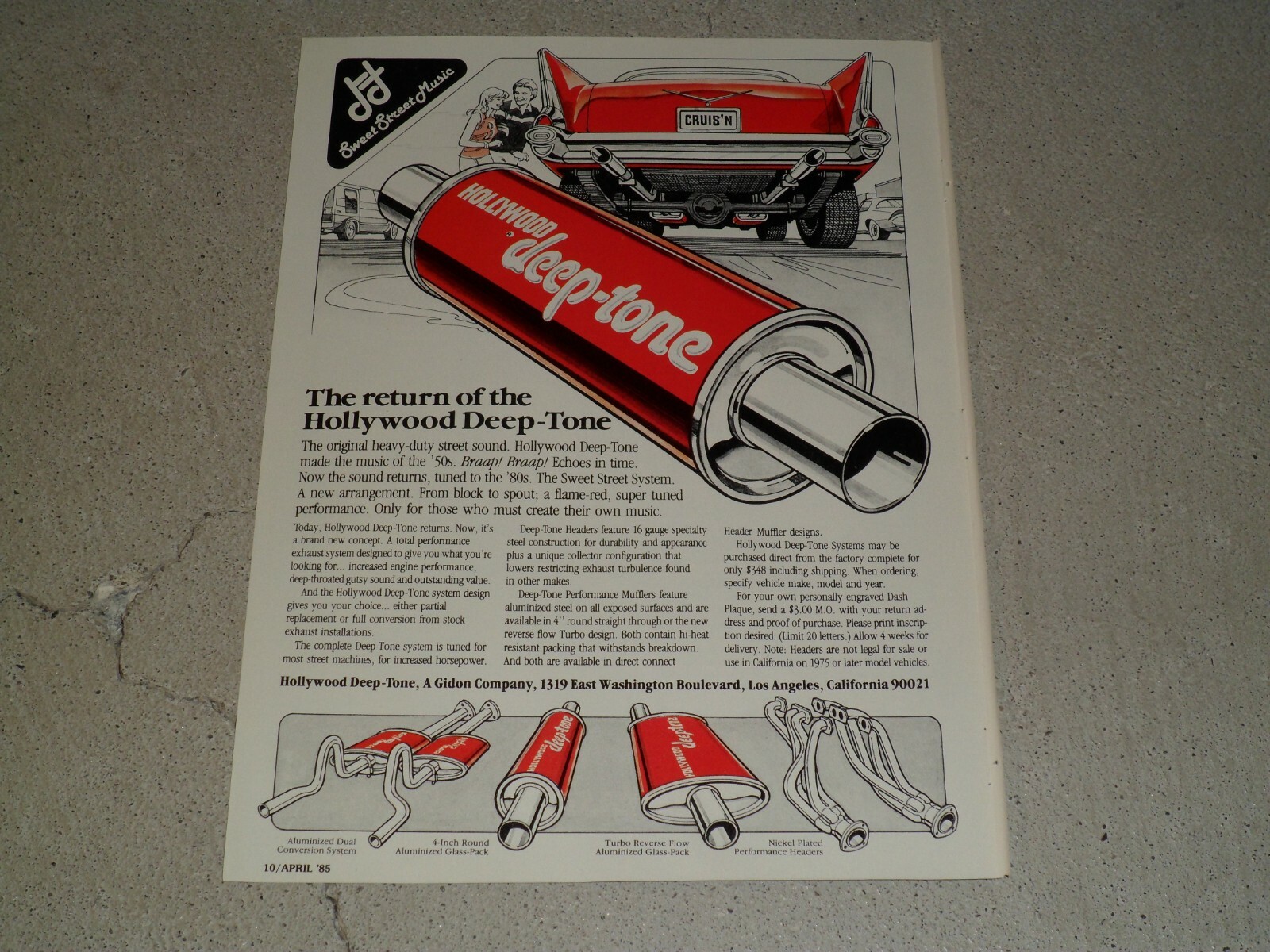 1985 HOLLYWOOD DEEPTONE MUFFLERS AD / ARTICLE eBay