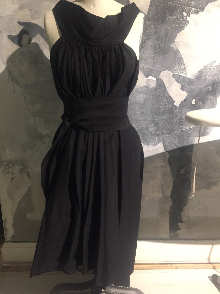 Rick Owens Black Draped Dress w/ Belt Size 42