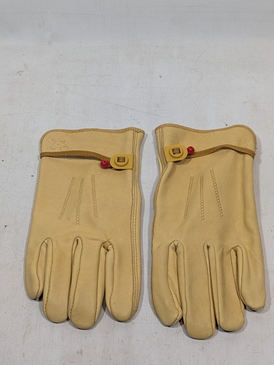Vtg Wells Lamont Cowhide Leather Work Gloves L Washables Western