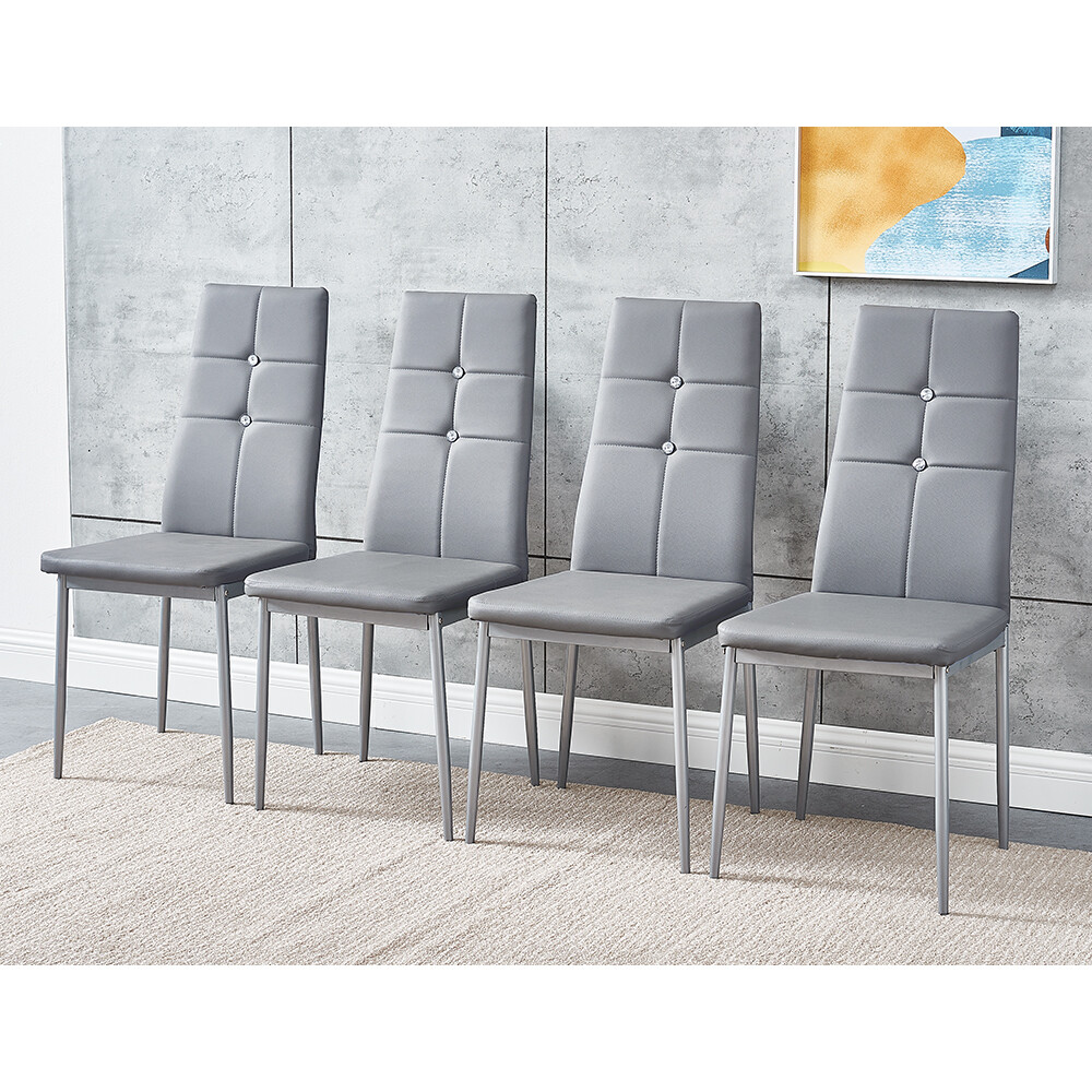 Set of 4 / 6 Dining Chairs Padded Seat High back Metal Leg Home