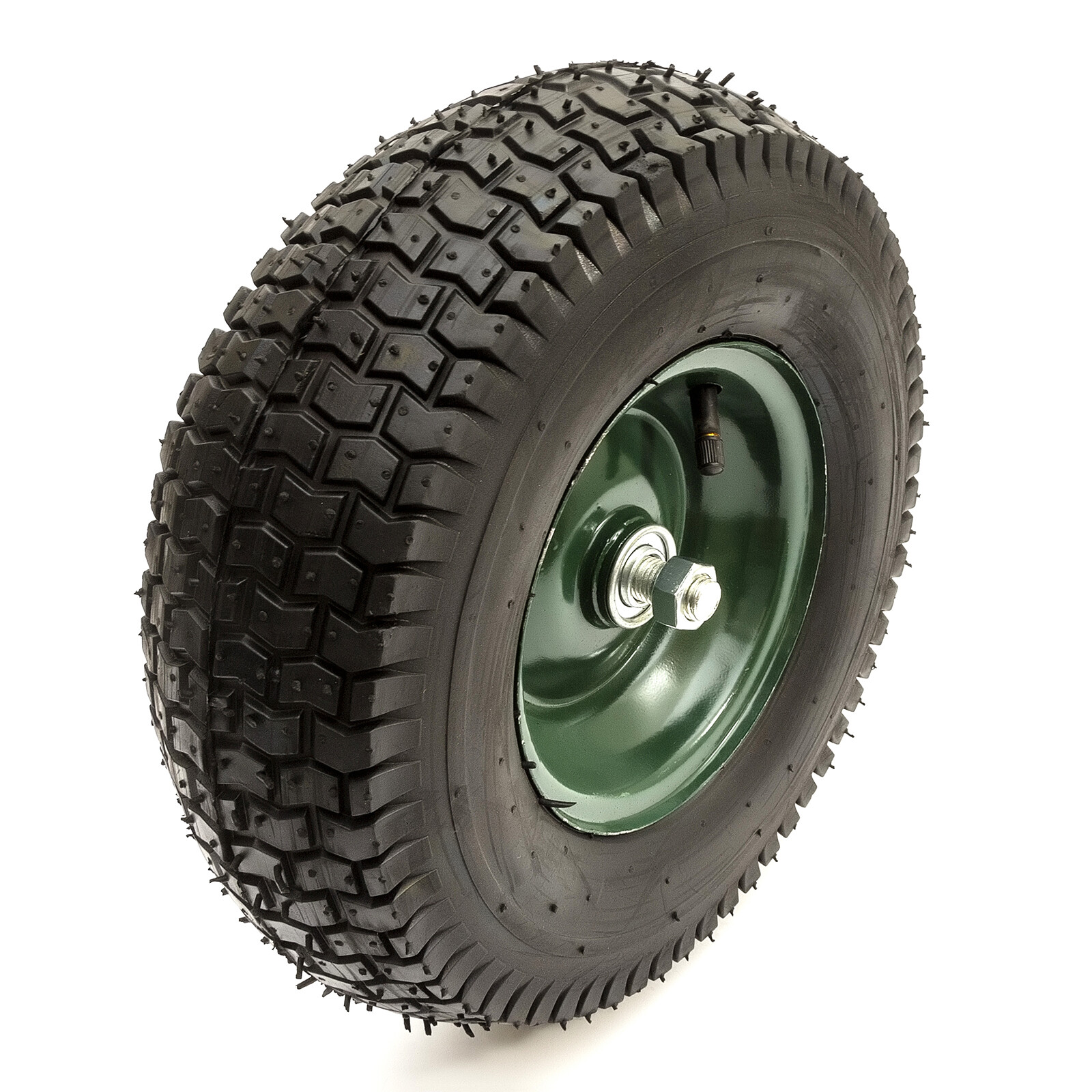 13 Inch 13x5.006 Green Metal Wheel & Tyre & Axle Offset Hub Sack Truck