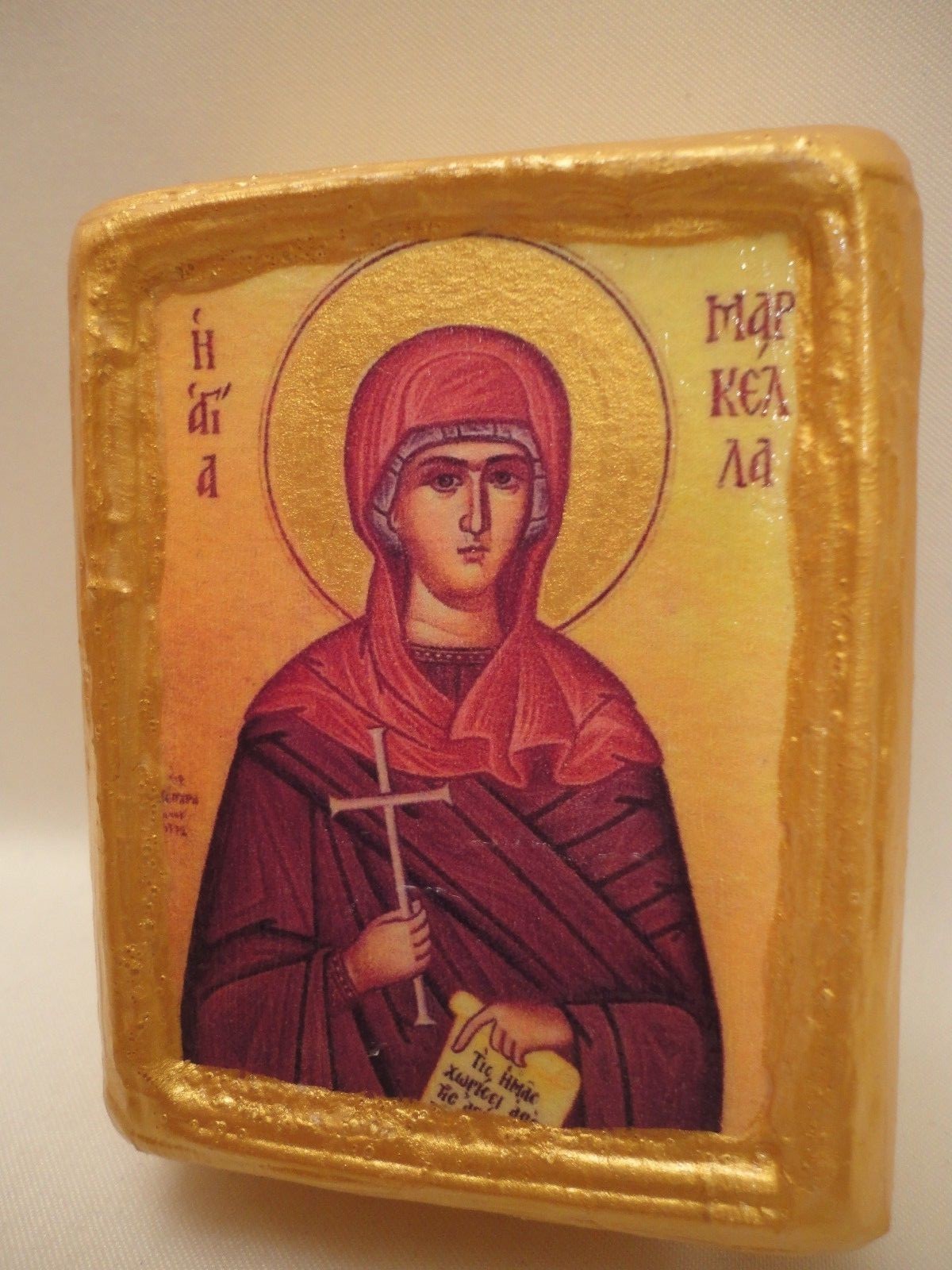 Saint Marcella Rare Greek Orthodox Christian Icon on Wood Handmade