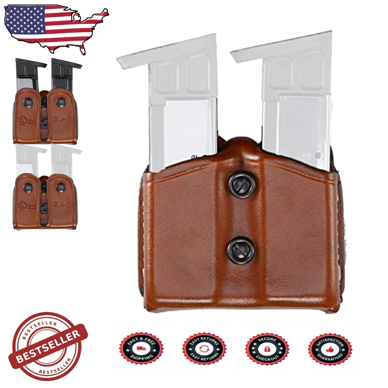 Stylish Leather Double Stack Magazine Carrier - Designed for Secure Carrying