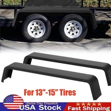 2 x Trailer Fenders Tandem Axle For 13-15" Tire Heavy Duty Steel Diamond Plate
