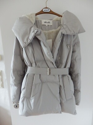 Diane von Furstenberg Daunenjacke m. Kapuze 90 % Daunen Grau Gr. XS (34-36) Neu