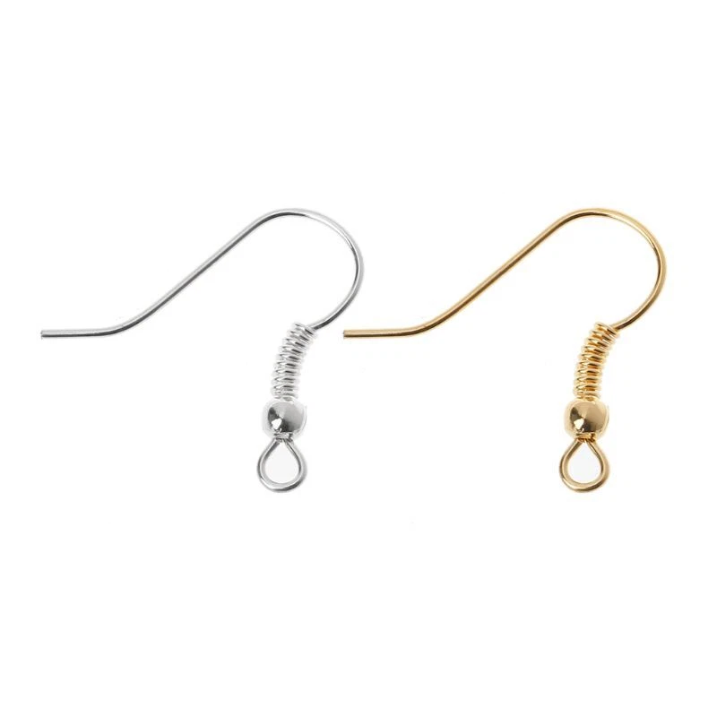 100Pcs Silver Gold Fishhook Earring Hooks Ear Wire Hook for Girl