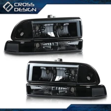 Fit For 98-04 Chevy Blazer S10 LED Black Housing Smoked Headlight Lamp
