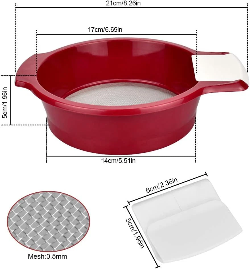 Setaccio per Farina Setaccio Acciaio Inox Maglia 0.5Mm Setaccio Da Cucina Con Un - Immagine 2 di 4