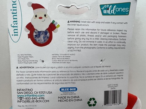 Infantino Seek & Squish Sensory Pal Santa w/ Gel-Bead Belly New 3 Months + - Picture 4 of 8