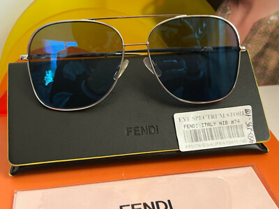 Fendi FF03/G/S78 Square Silver Blue Sunglasses NIB 59MM $450  display picture 1