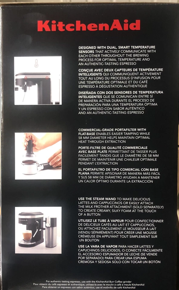 Máquina de café espresso semiautomática KitchenAid en negro mate. N I B. Foto 3 de 4