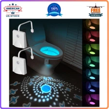 16-Color Motion Toilet Light with Star Projection, USB Rechargeable, 2-Pack