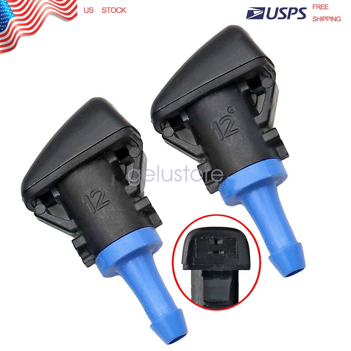 Windshield Washer Nozzle Set For Chrysler 200, Dodge Avenger & Challenger - Direct Fit