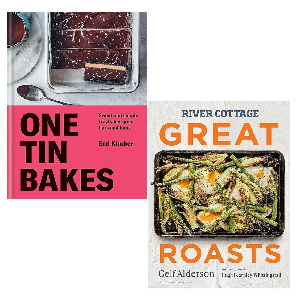 One Tin Bakes Edd Kimber,River Cottage Great Roasts Gelf Alderson 2 Books Set HB