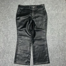 Bagatelle Pants Womens Size L Black Faux Leather Wide Leg Crop Biker Rock