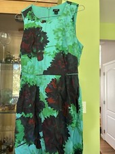 J. Crew Floral Sleeveless Fit and Flare Dress Size 8 Turquoise, Purple, Green