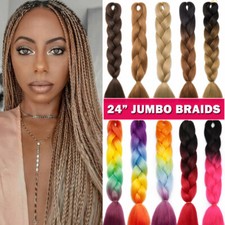 24" Long Jumbo Braiding Hair Extensions Box Braids Afro Twist Ombre For Human US