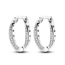 MULA Twinkle Stars Twist Hoop Earrings CZ For Women Jewelry 925 Sterling Silver