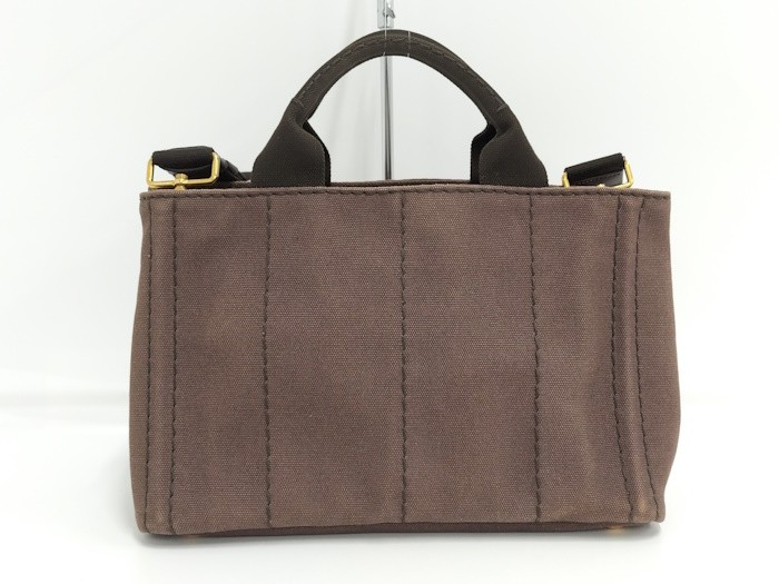 PRADA Canapa Tote 2WAY Handbag Canvas Brown from japan thumbnail 2