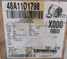 Marathon Direct Drive 3 Speed 1/4 HP Motor 1/2" Shaft NOS