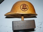 VINTAGE BELL TELEPHONE HARD BOILED HARD HAT Wood Sculpture Stand ONE OF A KIND — photo 10