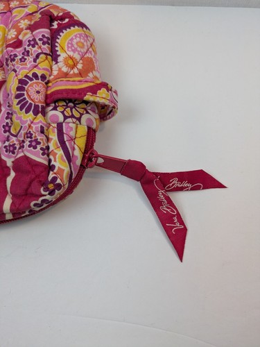 Vera Bradley Small Cosmetic Bag Makeup Pink Lime Green Turquoise Lined Zip - Picture 4 of 4