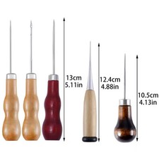 KRABALL Wooden Handle Awl Leather Punching Awl Sewing Stitching