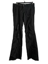 Misdemeanor Vintage Black Pants Y2K Bondage Rave Flare Leg Size 3